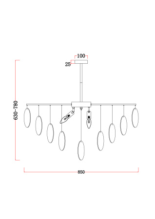 Люстра 8*E14 60Вт Латунь IP20 Porto FR5104PL-08BS Freya