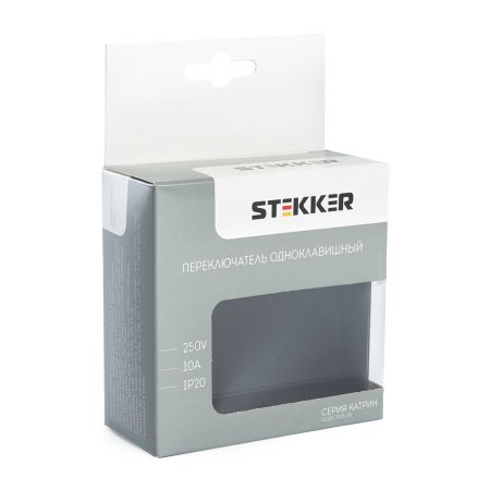 Переключатель 1-клавишный STEKKER GLS10-7005-05, 250В, 10А, серия Катрин, черный