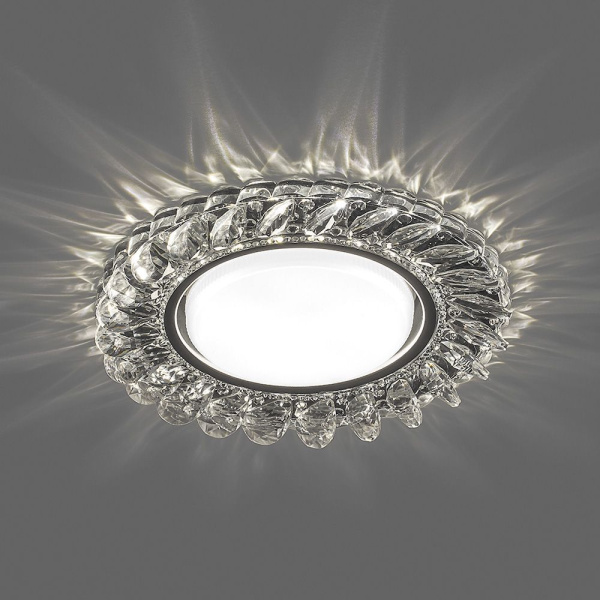 Св-к встр.с белой LED подсветкой Feron CD4034 потолочный GX53 без лампы, прозр., хром