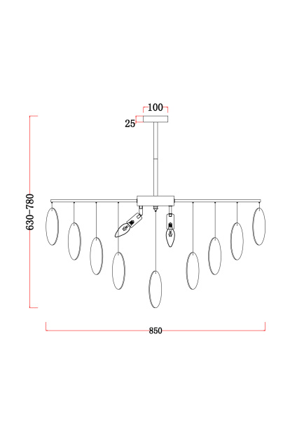 Люстра 8*E14 60Вт Латунь IP20 Porto FR5104PL-08BS Freya