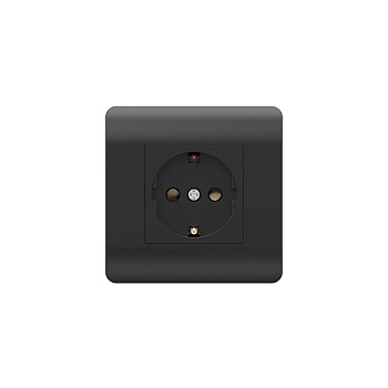 Розетка с/з со шторками, 16А, черный NEW3-E CHINT