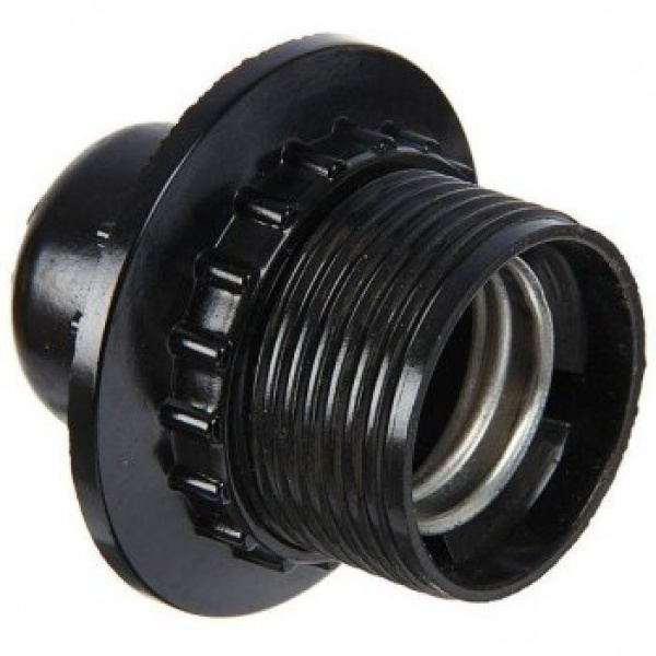 Патрон карболиновый Е27 подвесной с кольцом черный (кр.20шт) General