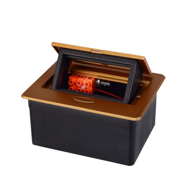 Выдвижной горизонтальный модуль RocketSocket в столешницу для розеток Livolo 2 поста, темно-серый