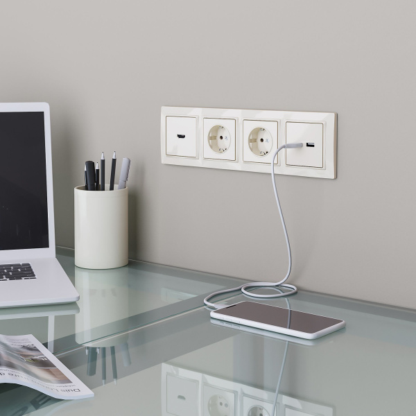 Розетка HDMI (слоновая кость) СУ IP20 Werkel