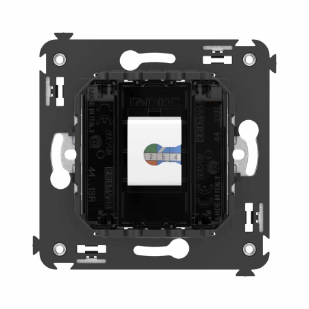 Компьютерная розетка RJ-45 без шторки в стену, кат.6А одинарная, "Avanti", "Черный квадрат" DKC