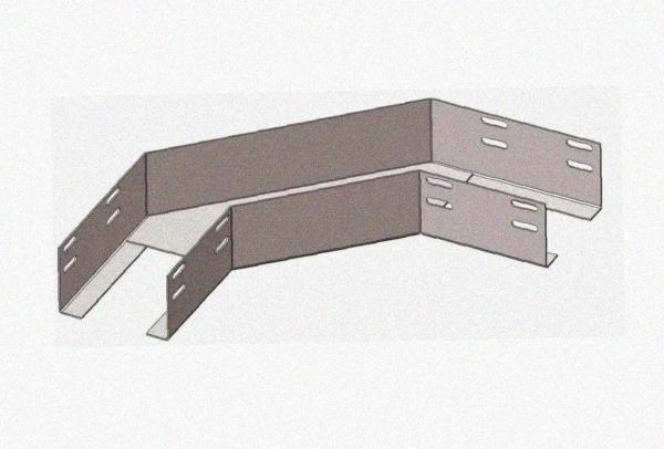 Лоток угловой перфорированный КГ 200х150-90 УТ1,5 поворот на 90, оцинкованный лист, S1,0