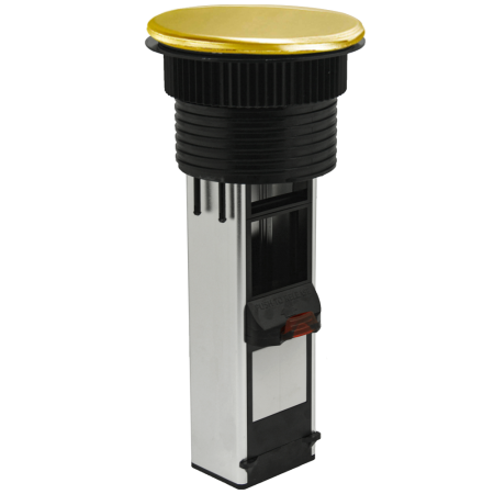 Donel Настольный встраиваемый выдвижной розеточный блок Vertical 6 мод. (3 мод. 45х45), латунь