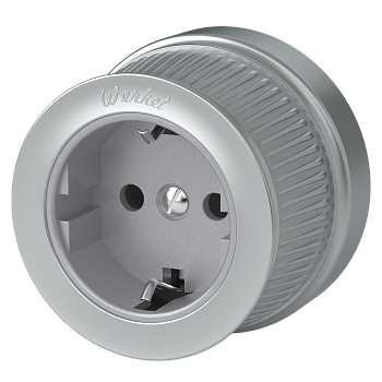 Розетка с заземлением (Матовый хром) Ретро ОУ IP20 Werkel
