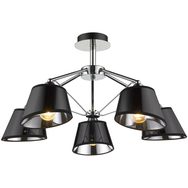 Люстра потолочная Хром/Черный E27 5*60Вт 296-107-05 VELANTE