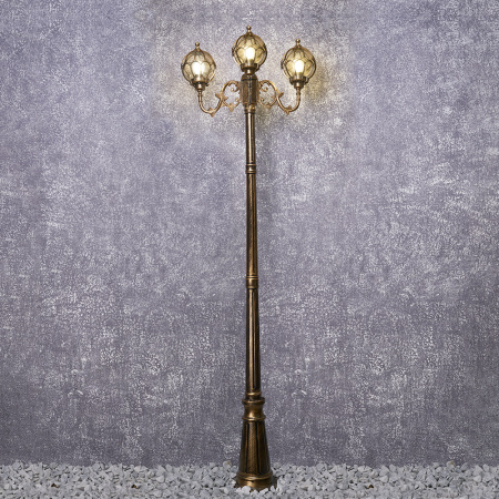 Светильник садово-парковый Feron PL3709 круглый, столб 3*60W 230V E27, черное золото