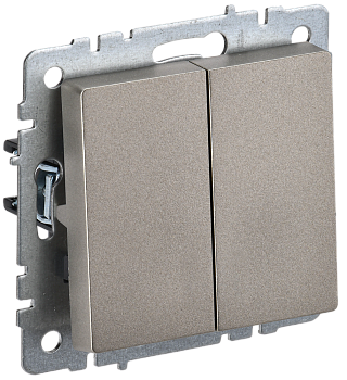 BRITE Выключатель 2-клавишный проходной 10А ВС10-2-6-БрШ шампань IEK