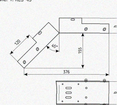 Лоток замковый перфорированный КСЗ 100х65-45 УХЛ1 для поворота трассы вниз на 45, оцинкованный лист S1,5