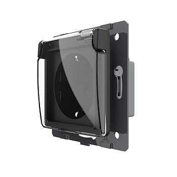 Розетка с заземлением защитными шторками водонепроницаемой крышкой черная (механизм) Livolo