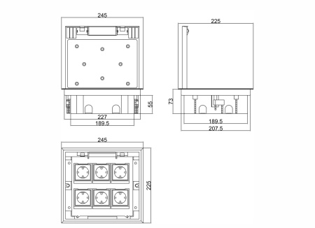 Donel Лючок в пол 12 мод. (6 мод. 45х45 мм.), крышка ABS +гальванизированная стальная вставка