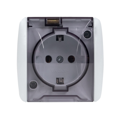 Владивосток Розетка 1-местная 16А с заземлением с прозрачной крышкой IP54 EKF