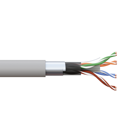 Кабель витая пара TERACOM PRO Cat,6 F/UTP 4 пары solid 23AWG оболочка LSZH нг(А)-HF цвет серый (упак, 305м) EKF