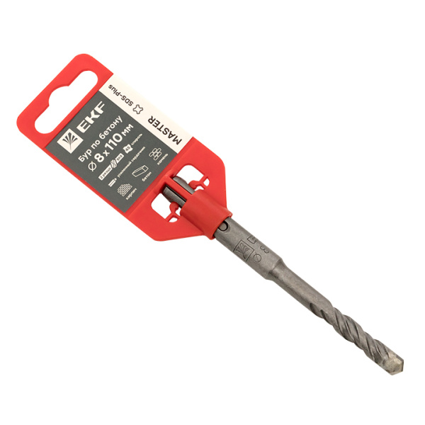 Бур по бетону SDS-plus 8х110 мм (2 резца)(4S спираль) Master EKF