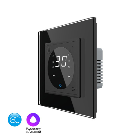 Умный терморегулятор пола EC 16А, сенсорное управление, датчик воздуха, 1 пост, цвет черный Livolo Умный терморегулятор пола EC 16А, сенсорное управление, датчик воздуха, 1 пост, цвет черный Livolo