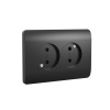 Розетка б/з со шторками двойная, 16А, черный NEW3-E CHINT
