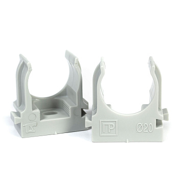 Крепеж-клипса для труб для прямого монтажа серая в гофроящике d20 мм (1200шт/кор) Промрукав