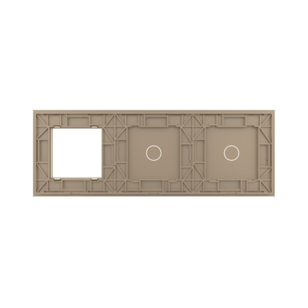 Панель тройная: 1 выключатель + 1 выключатель + 1 розетка Золотая Livolo