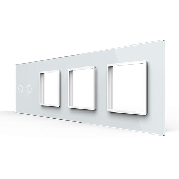 Панель для сенсорного выключателя и 3-х розеток, 2 клавиши, цвет белый, стекло Livolo