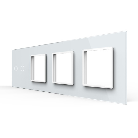 Панель для сенсорного выключателя и 3-х розеток, 2 клавиши, цвет белый, стекло Livolo