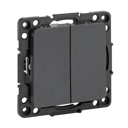 Стокгольм Механизм Выключателя 2-кл, проходного 10А черный EKF