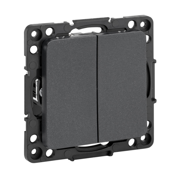 Стокгольм Механизм Выключателя 2-кл, проходного 10А черный EKF