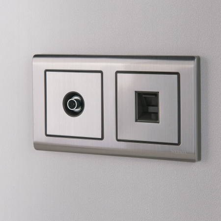 Встраиваемые механизмы Розетка СУ Ethernet RJ-45 . глянцевый никель IP20 Werkel