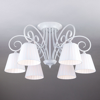 Классическая люстра с абажурами 6*E14 40Вт белый IP20 Severina (303/6 белый) Bogate's