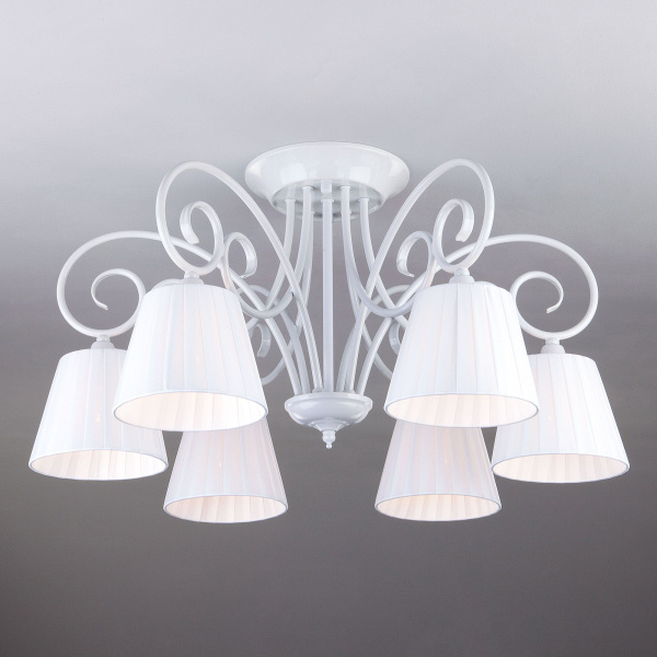 Классическая люстра с абажурами 6*E14 40Вт белый IP20 Severina (303/6 белый) Bogate's