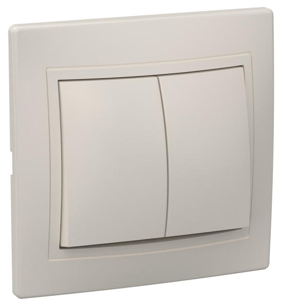 Выключатель 2-клавишный ВС10-2-0-ККм 10А КВАРТА кремовый IEK