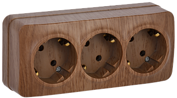 Розетка трехместная ОУ РС23-3-ХД с з/з 16А GLORY дуб IEK