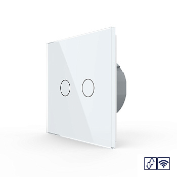 Сенсорный радиоуправляемый выключатель для жалюзи 2 клавиши 1 модуль Белый Livolo