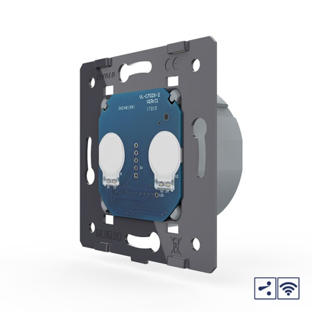 Сенсорный радиоуправляемый проходной (он же перекрестный) выключатель 2 клавиши (механизм) Livolo