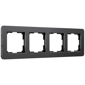 Platinum Рамка на 4 поста черный алюминий Werkel