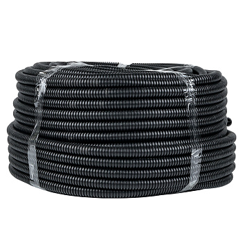 Труба гофр, ПНД тяжелая с протяжкой d20 мм (100 м) черная EKF-Plast