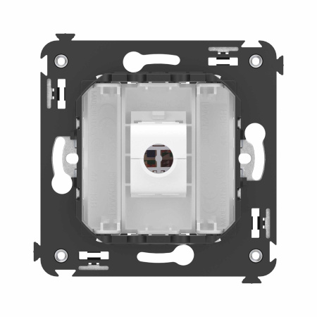 Компьютерная розетка RJ-45 без шторки в стену, кат.6А одинарная, "Avanti", "Белое облако" DKC