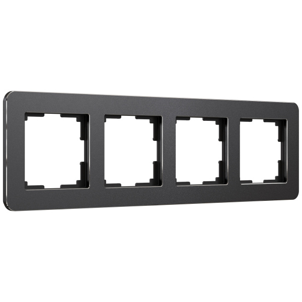 Platinum Рамка на 4 поста черный алюминий Werkel