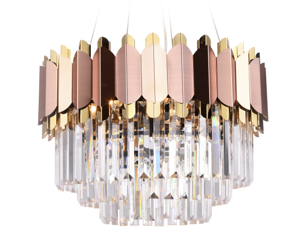 Подвесная люстра с хрусталем TR5290/8 PGD/GD розовое золото/золото E14/8 max 40W D500*880 Ambrella Light