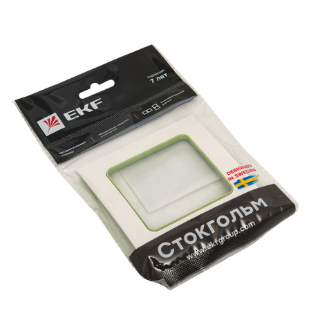 Стокгольм Рамка 1-местная белая с линией цвета зеленый EKF