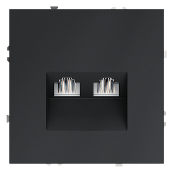 Розетка компьютерная встраиваемая Voltum S70 двойная RJ45+RJ45 КАТ.6, (графит)