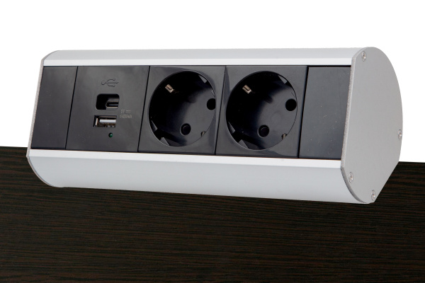 Donel Настольный розеточный блок Ovaledesign в сборе: 2х220V, USB Type A+C, кабель, тип: DDSBC