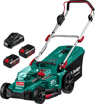 36В бесщеточная газонокосилка, 2х18В АКБ (4Ач). ГКЛ-3736-42 ЗУБР