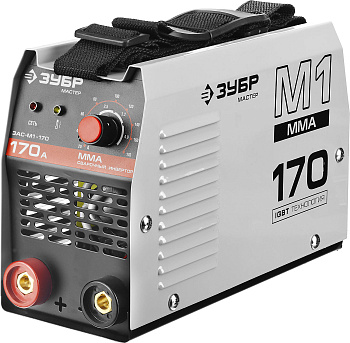 Инвертор сварочный, ЗАС-М1-170, 170А, MMA, IGBT, ПВ 30%, принуд обдув, Форсаж дуги, Горячий старт, Антиприлипание эл-да, 220В (мин 160В) ЗУБР