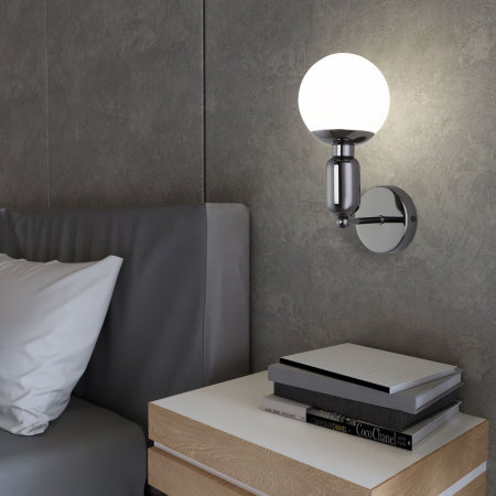 Настенный светильник со стеклянным плафоном 1*E27 60Вт чёрный жемчуг IP20 Bubble (50251/1 черный жемчуг) Eurosvet