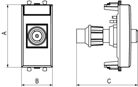 Розетка TV одиночная модульная, "Avanti", "Черный квадрат", 1 модуль DKC