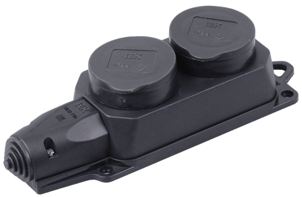 Розетка (колодка) 2-местная РБ32-1-0м с защитными крышками IP44 ОМЕГА IEK