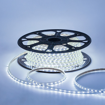 O17-03 Светодиодная лента 220В, 5Вт/м, smd2835, 60д/м, IP65, 300лм/м, размер 10х7мм, 50м, х/б, 6500К APEYRON